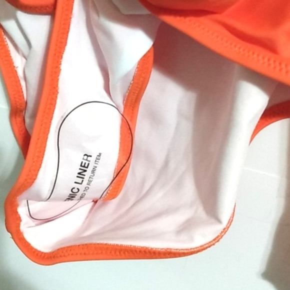CUPSHE ORANGE AND WHITE COLOR BLOCK ONE PIECE WRAP TIE SWIMSUIT SIZE XS  NWT - Picture 9 of 12